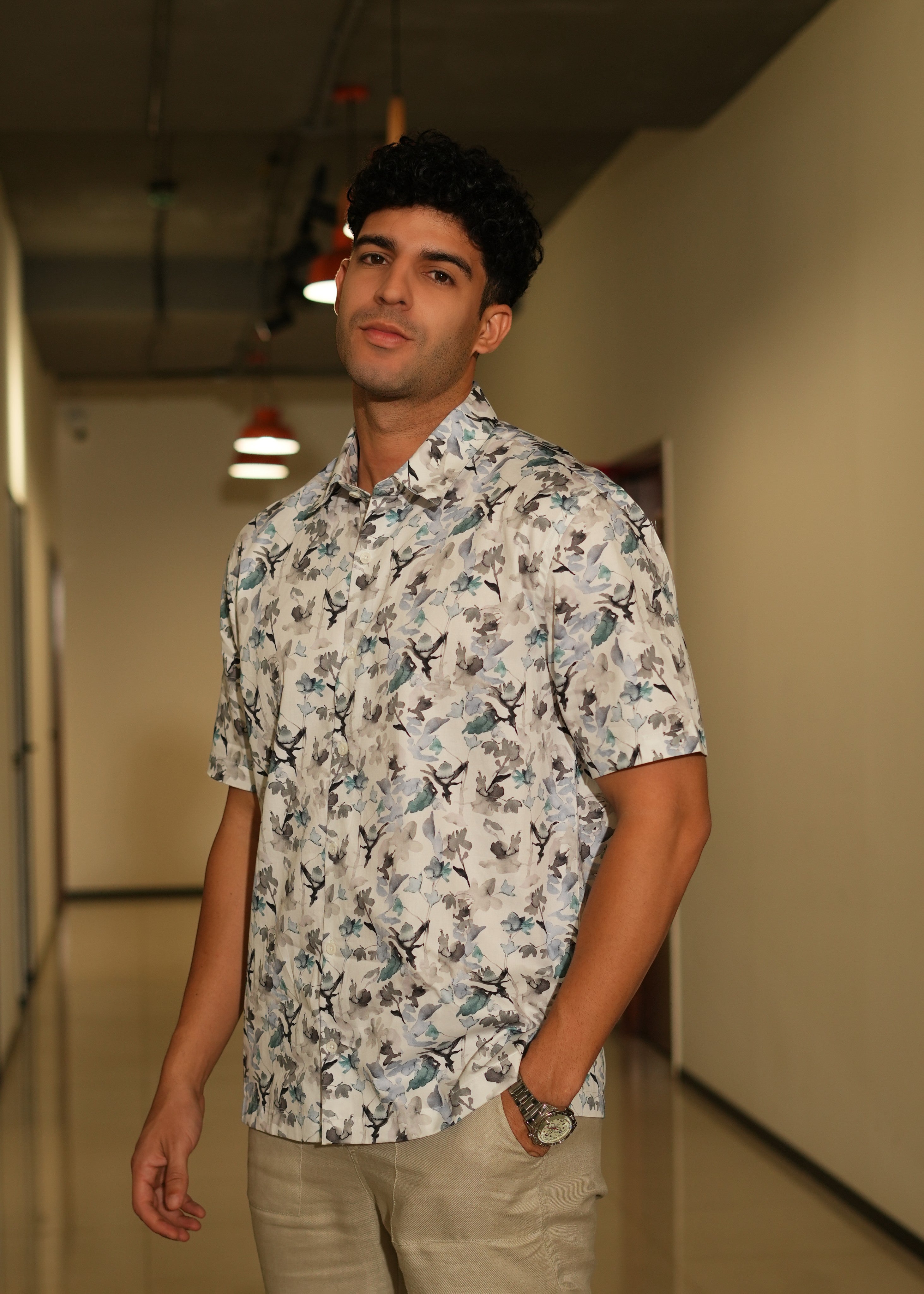 Regular Fit Printed Satin Shirt